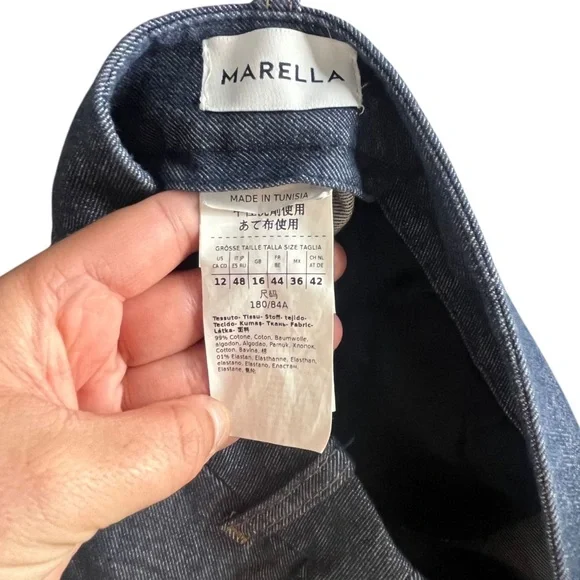 Marella Amedea Trousers Cropped In Navy Size 12 - Picture 7 of 8